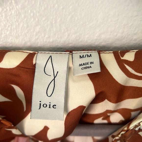 Joie Burnt Orange Cream Botanical Floral Print Blouse Medium - Picture 3 of 7